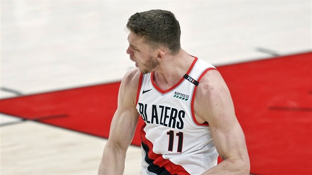 Meyers Leonard z Portlandu se raduje ze sv poveden akce.