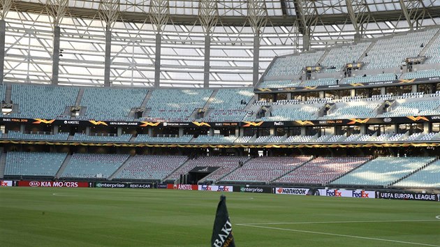 Olympijsk stadion v Baku je nachystan na finle Evropsk ligy mezi Arsenalem a Chelsea.