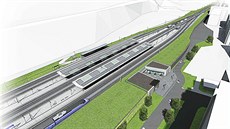 Vizualizace revitalizované elezniní stanice Praha-Vysoany