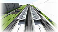 Vizualizace revitalizované elezniní stanice Praha-Vysoany