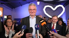 Europoslanec Jan Zahradil oslavuje ve tábu ODS volební úspch. (26. kvtna...