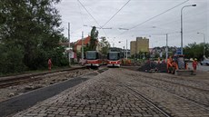 Tramvaje KT8 u zastávky Nádraí Braník
