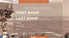 Úvodní menu na webu NASA, kde si lze vystavit letenku na Mars.
