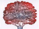 Town Tree - obraz výtvarnice Míly Fürstové