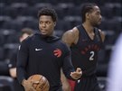 Kyle Lowry (vlevo) a Kawhi Leonard na tréninku Toronta