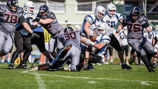 Momentka ze zpasu Vysoina Gladiators - Ostrava Steelers