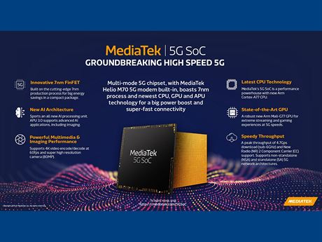 ipov sada MediaTek s vestavnm 5G modemem Helio M70