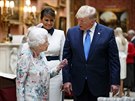 Britská královna Albta pedstavuje americkému prezidentovi Donaldu Trumpovi...