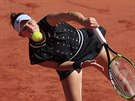 eská tenistka Markéta Vondrouová podává bhem zápasu proti Lotyce Anastasiji...