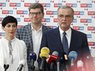 Tisková konference TOP 09 ped jednáním Snmovny, na snímku zleva...