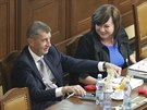Premiér Andrej Babi a ministryn financí Alena Schillerová ve Snmovn....