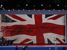 Britská ministerská pedsedkyn Theresa Mayová pi proslovu bhem oslav 75....