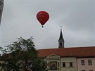 Balon p�ist�l v centru �esk�ch Bud�jovic.