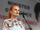 Iva Pazderková na demonstraci Milion chvilek pro demokracii. (4. ervna 2019)