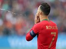 Portugalsk kapitn Cristiano Ronaldo ve finle Ligy nrod.