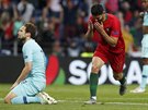 Portugalec Goncalo Guedes slaví svj gól proti Nizozemsku ve finále Ligy národ.
