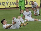 Zdrcení ostravtí fotbalisté po poráce s Mladou Boleslaví