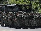 Mexická vojenská policie u hranic Guatemaly a Mexika. (5. ervna 2019)