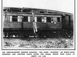 Fotografie z nehody Orient expresu z 10. listopadu roku 1928, pi které zemelo...