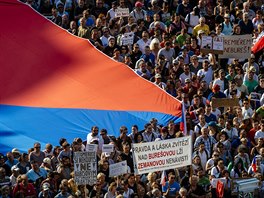 Úterní demonstrace iniciativy Milion chvilek pro demokracii na praském...