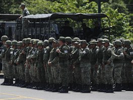 Mexick vojensk policie u hranic Guatemaly a Mexika. (5. ervna 2019)