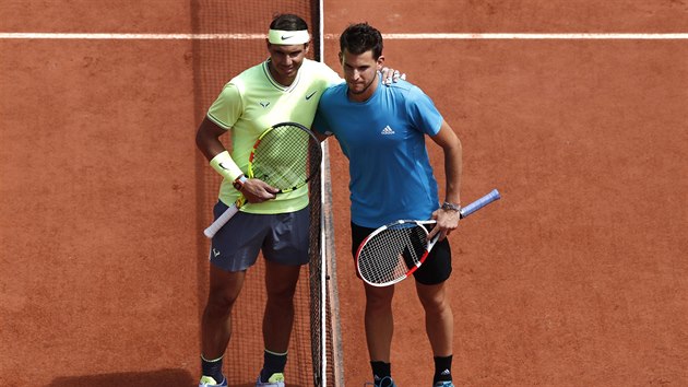 panl Rafael Nadal a Rakuan Dominic Thiem ped zahjenm finlovho zpasu.