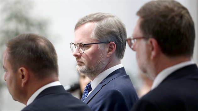 Petr Fiala hovo na tiskov konferenci ODS v Poslaneck snmovn. (4. ervna 2019)