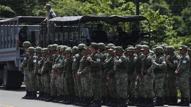 Mexick vojensk policie u hranic Guatemaly a Mexika. (5. ervna 2019)