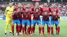 �eská fotbalová reprezentace p�ed soubojem s Bulharskem.