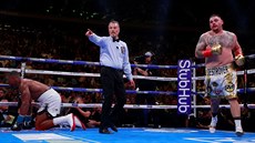 Anthony Joshua na kolenou v souboji proti Andymu Ruizovi o tituly...