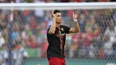 Portugalský útoník Cristiano Ronaldo ped finále Ligy národ.