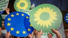 Logo nmeckých Zelených bhem voleb do Evropského parlamentu