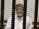 Egyptský exprezident Muhammad Mursí u soudu (8. kvtna 2014)