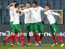 Bulhartí fotbalisté oslavují branku v utkání proti Kosovu.
