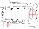 Lokalizace georadarových profil v chrámu a v exteriéru. P1, P2 a P4 oznaují...