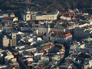 Letecký pohled na centrum Olomouce.