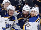 Jay Bouwmeester, Alex Pietrangelo, Alexander Steen a Jaden Schwartz (zleva)...