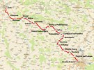 Mapa trati 041 mezi Hradcem Králové a Jiínem