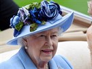 Britská královna Albta II. na dostizích v Ascotu (18. ervna 2019)