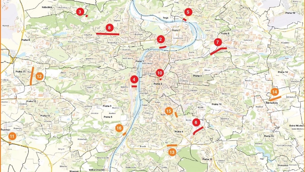 Mapa uzavírek.