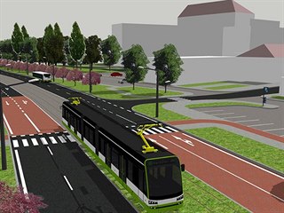 Takto by v roce 2017 mohla projíždět tramvaj třídou 17. listopadu v Karviné.