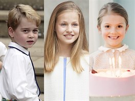 Britský princ George, španělská korunní princezna Leonor, švédská princezna...