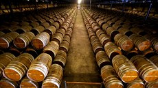 Dubové sudy s ko�akem zna�ky Remy Martin v továrn� spole�nosti ve francouzském...