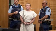 Obviněný Brenton Tarrant u soudu v Christchurch.