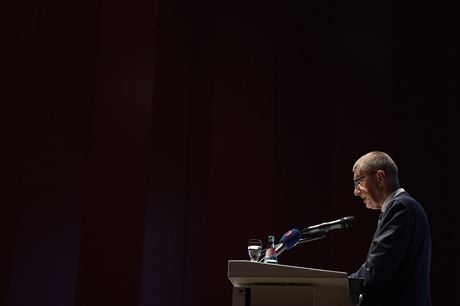 eský premiér Andrej Babi vystoupil 25. ervna 2019 v Dráanech na Evropském...