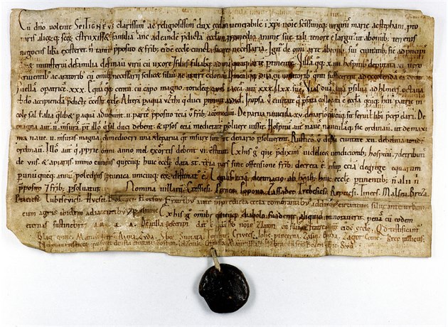 Zakládací listina litomické kapituly sv. tpána datovaná k roku 1057
