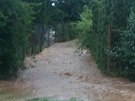 V Chlumanech na Prachaticku domy zalila voda z rozvodnného potoka a z rybníka,...