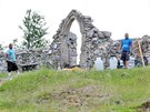 Opravy zdiva ruiny kostela sv. Mikule pod horou Krudum v rmci souasnho...