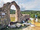 Opravy zdiva ruiny kostela sv. Mikule pod horou Krudum v rmci souasnho...