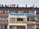 Demonstrace za nezávislost justice a lepí vládu, kterou na praské Letné...